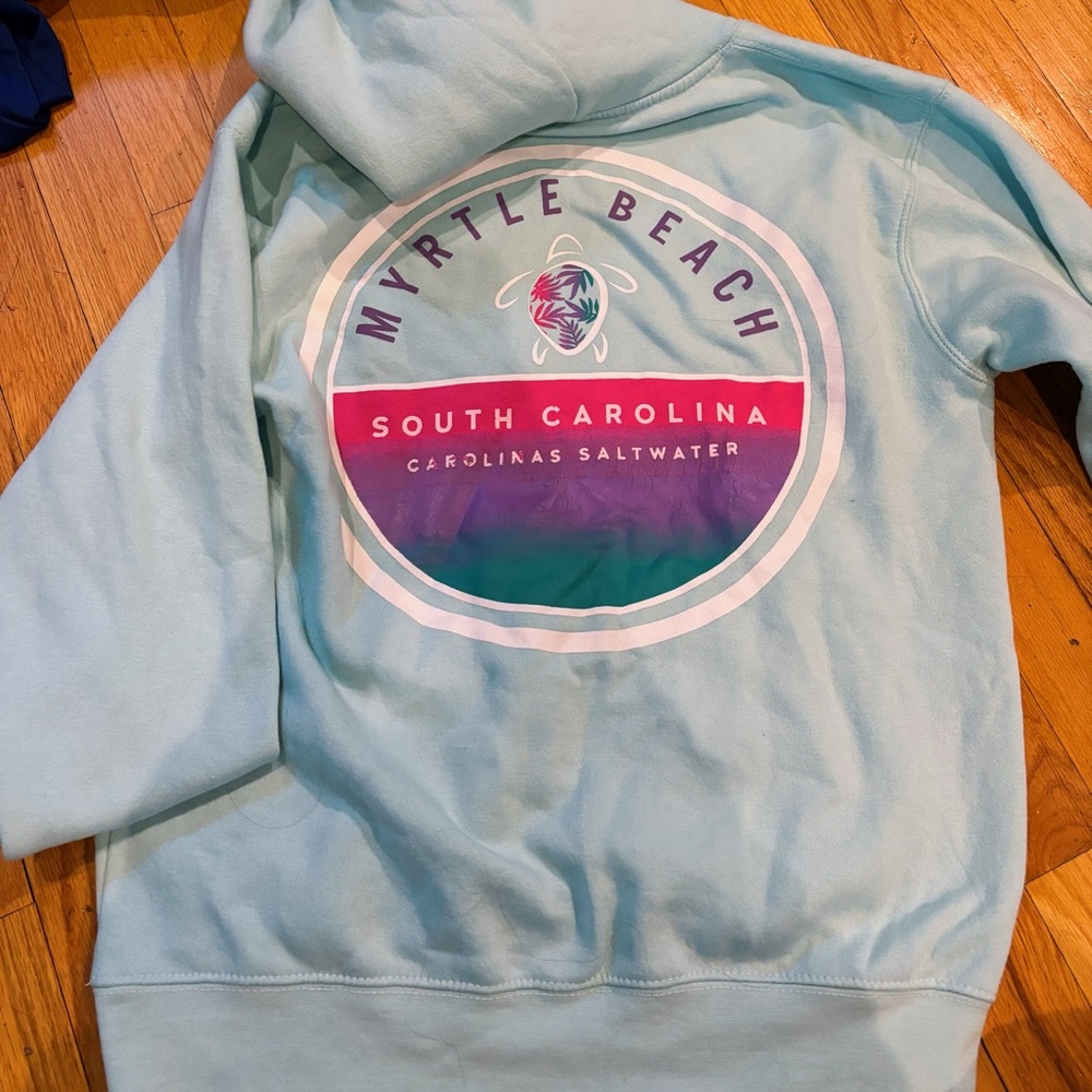 Myrtle Beach Graphic Hoodie in Light Blue